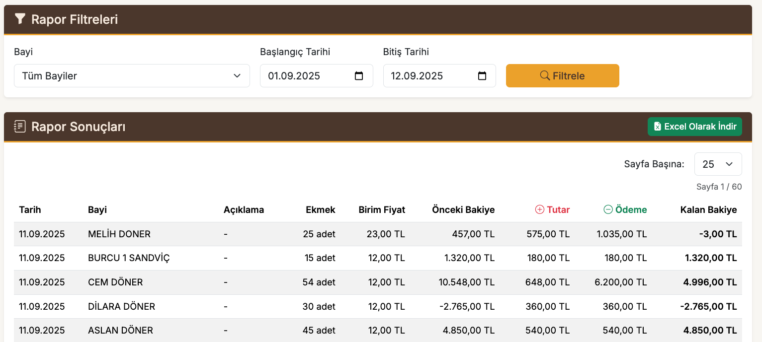Servis Raporu Ekran Görüntüsü